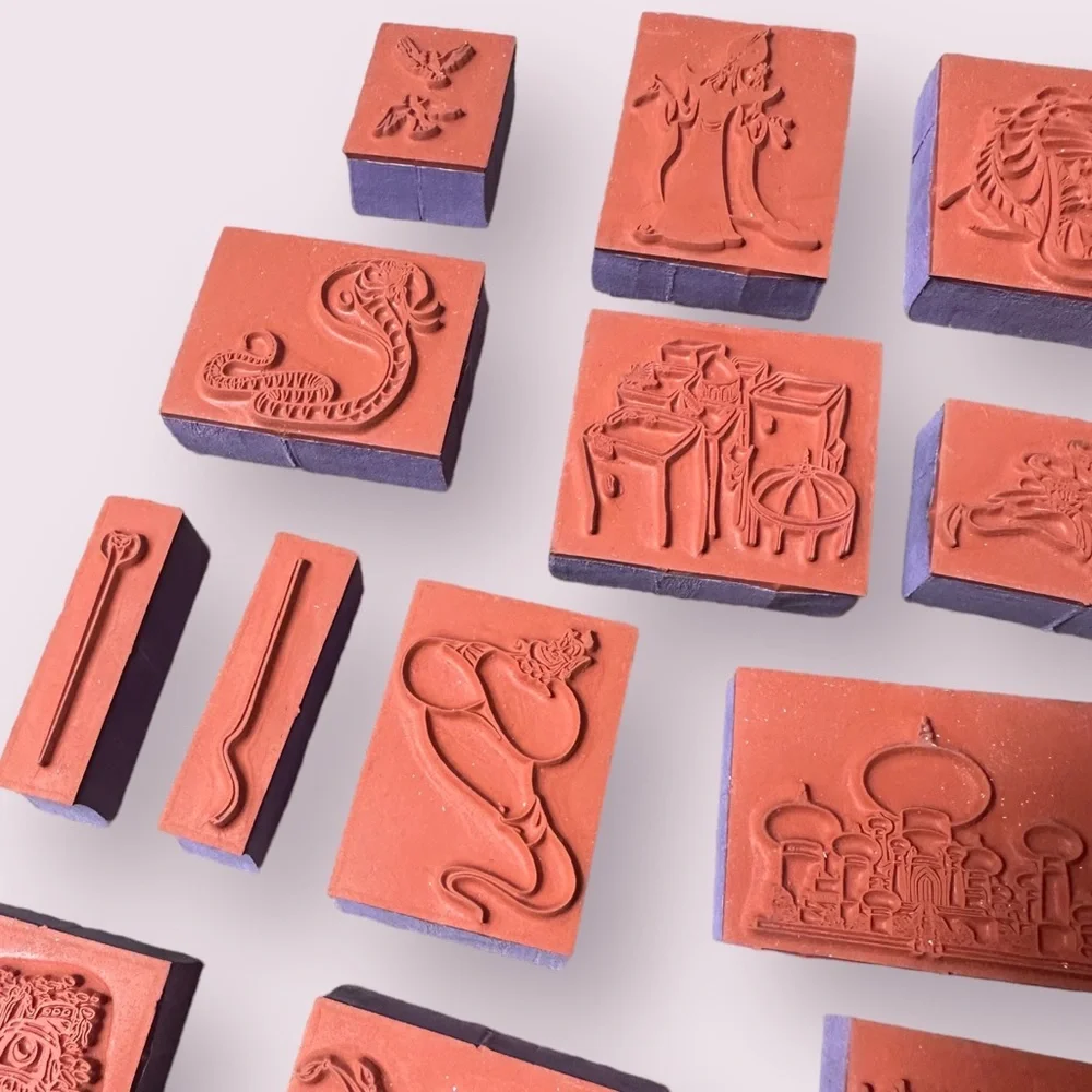 Large Set Of 34 Disney Aladdin Rubber Stamps Jasmine Jafar The Genie Rajah